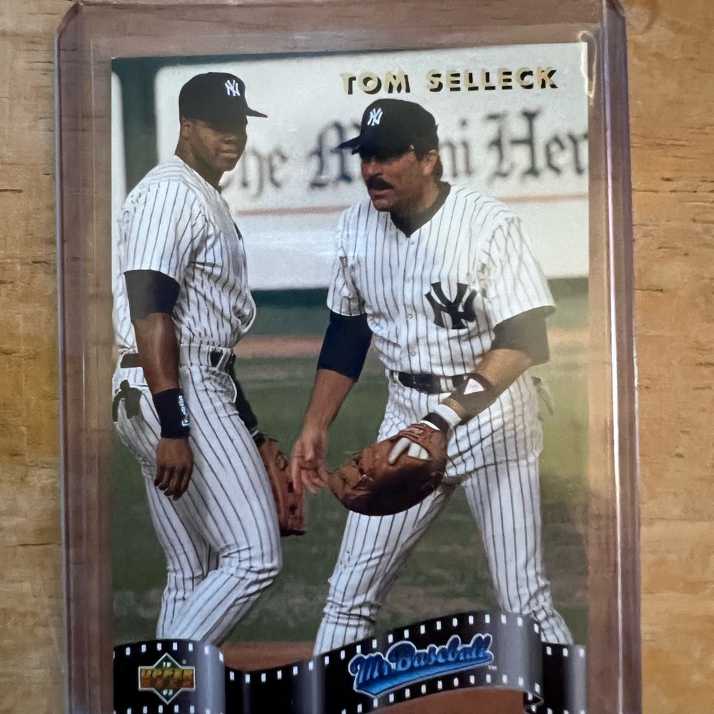 Tom Selleck mr baseball movie original authentic Yankees card with frank thomas